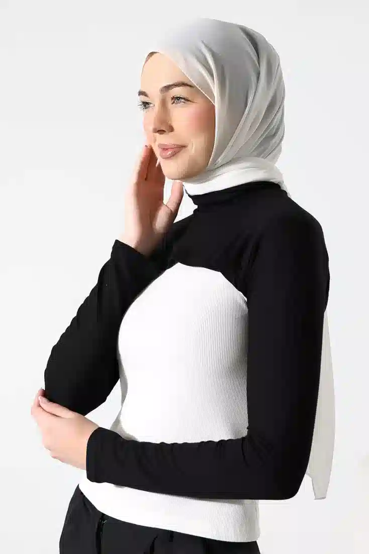 Balıkçı Yaka Tesettür Boyunluklu Kolluk Siyah
